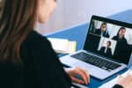 Person on a video call for a remote job interview