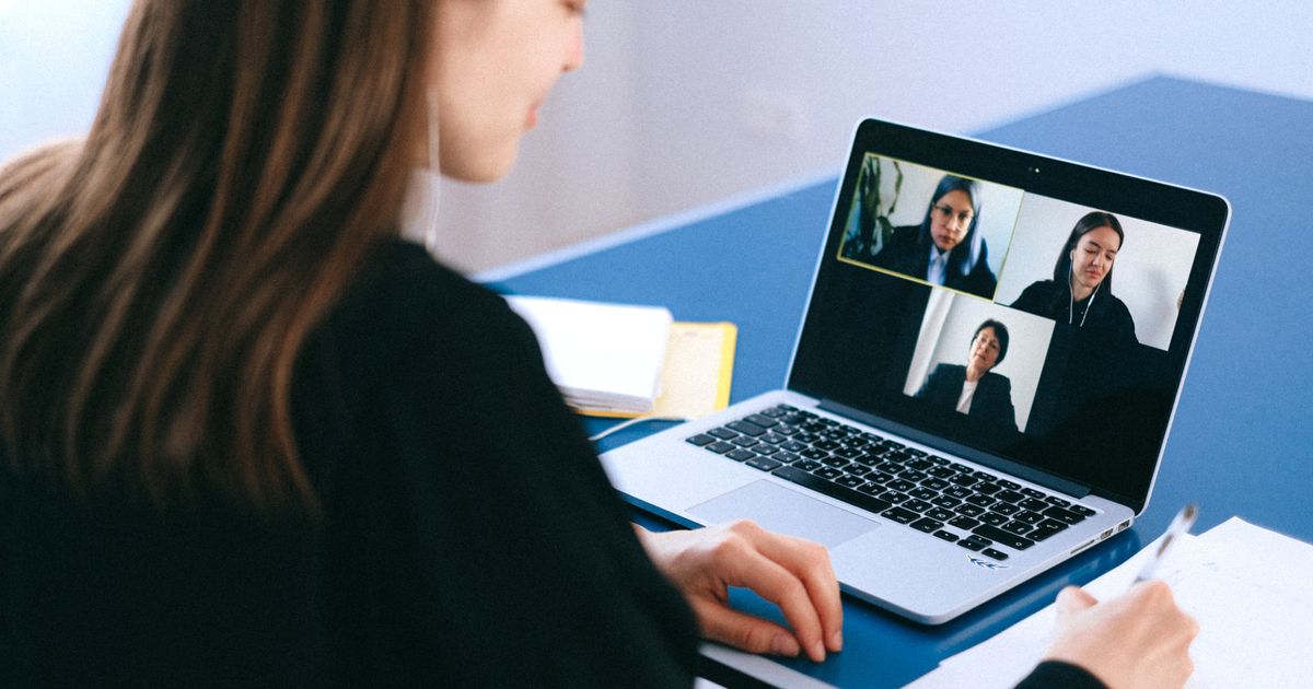 Person on a video call for a remote job interview