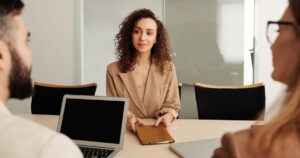 Candidate attending a job interview in an office