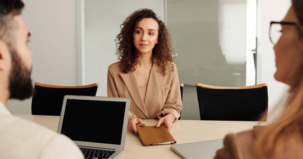 Candidate attending a job interview in an office